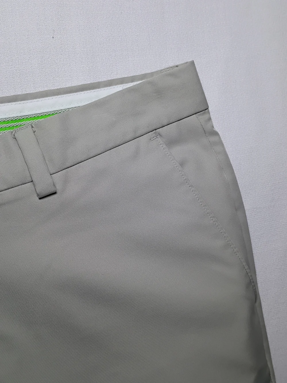 Greg Norman For Tasso Elba Mens Slim Fit Trousers 34X32 Beige Flat Front